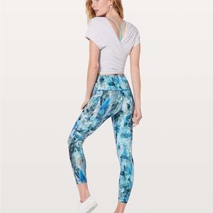 Lululemon Wunder Under High Rise Legging Sun Dazed Multi Blue Green Crops size 8